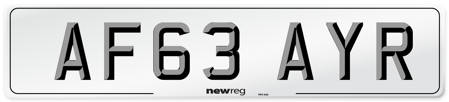 AF63 AYR Number Plate from New Reg